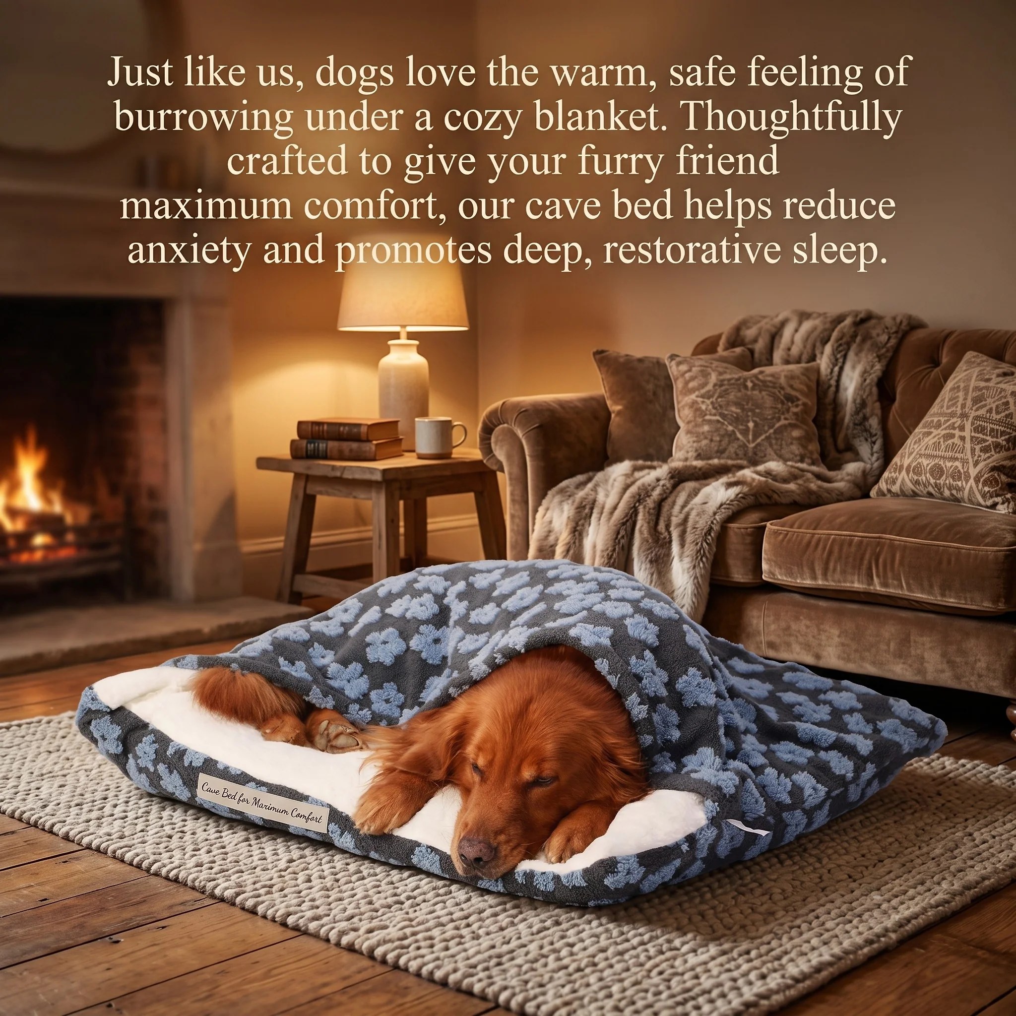 Komavic Cozy Sleepy Burrow Dog Bed With Removable Cover