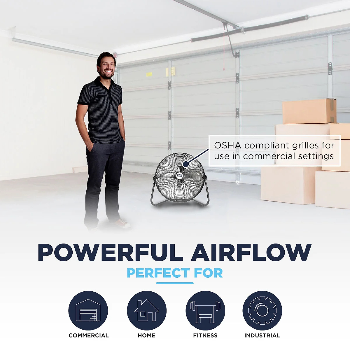 20 In. 2-in-1. 3-Speed Tilting High Velocity Floor/Wall Mount Fan with Hanging Bracket