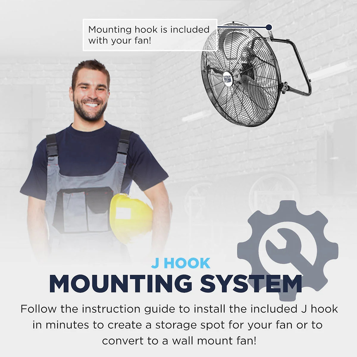 20 In. 2-in-1. 3-Speed Tilting High Velocity Floor/Wall Mount Fan with Hanging Bracket