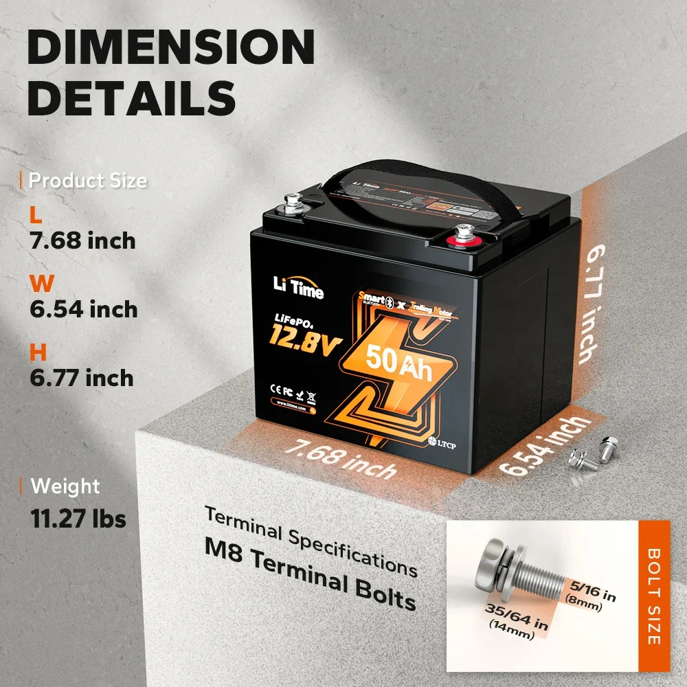 LiTime 12V Marine Power Solution for 0-2400W Electric Outboards and Trolling Motor