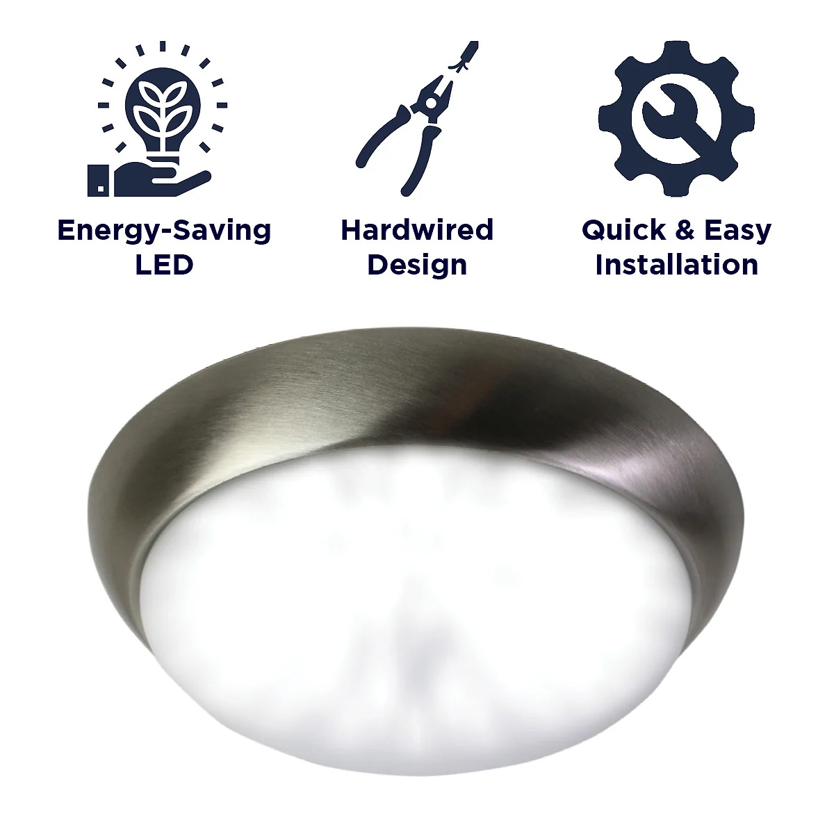 13 in. LED Flush Mount Ceiling Light Fixture with Frosted Glass Shade