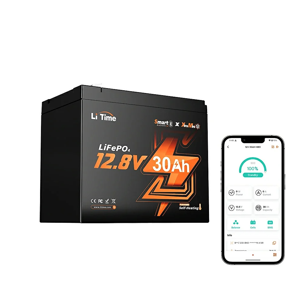 LiTime 12V 30Ah Ice Fishing & Portable Lithium Battery with Bluetooth & Self-Heating