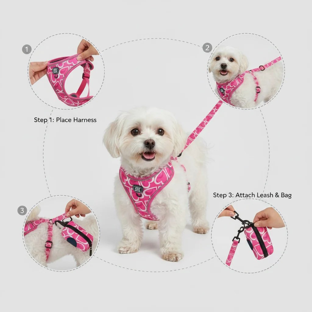 3-Piece Dog Harness & Leash Set