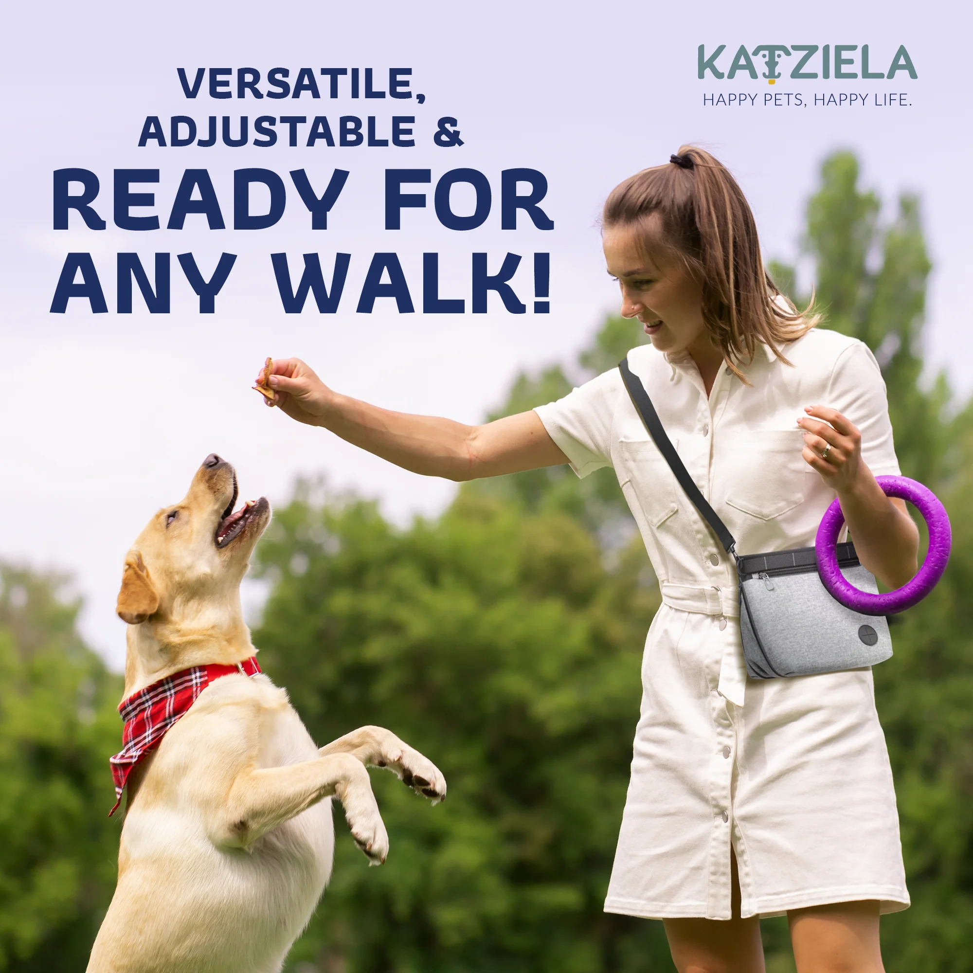 Katziela Expandable Pet Treat Pouch – Hands Free Dog Treat Pouch. Quick Access Magnet Closure – Anti Spill Dog Treat Bag – Treat Pouches for Pet Training. Adjustable Shoulder Strap & Belt Clip