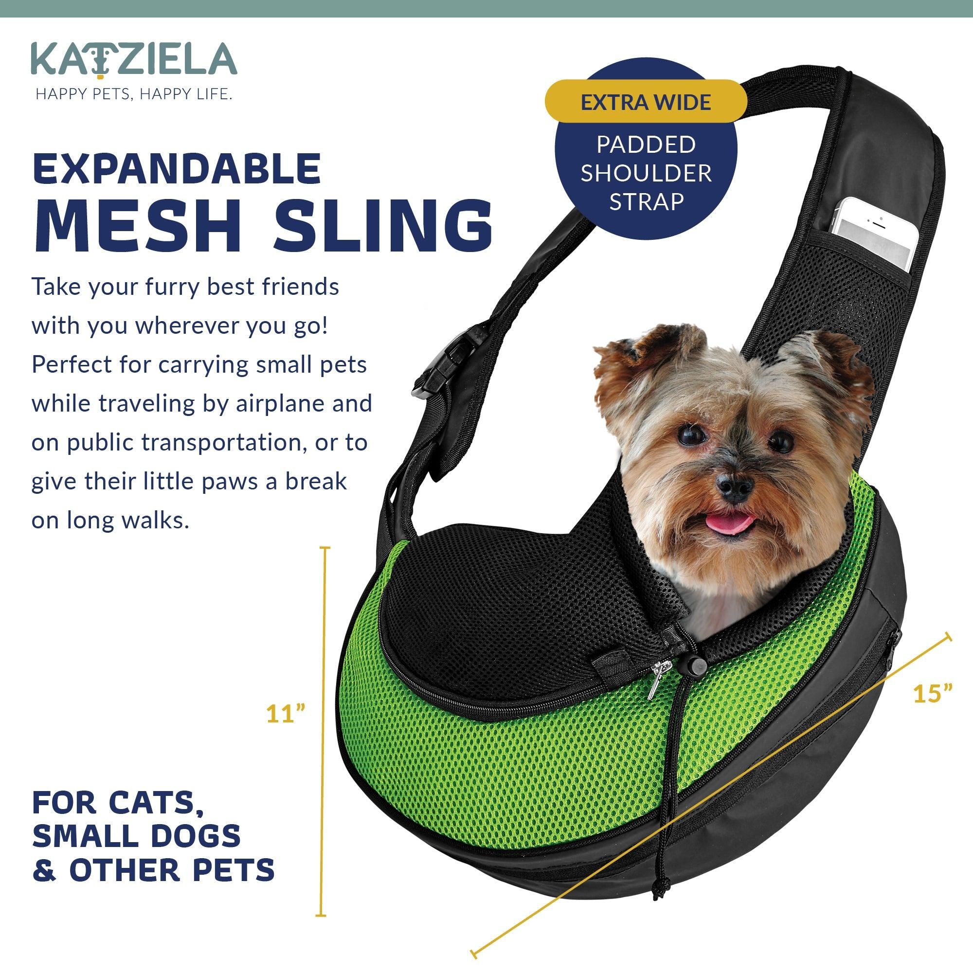 Expandable Sling Bag – Front Shoulder Pet Carrier for Small Dog. Cat and Puppy