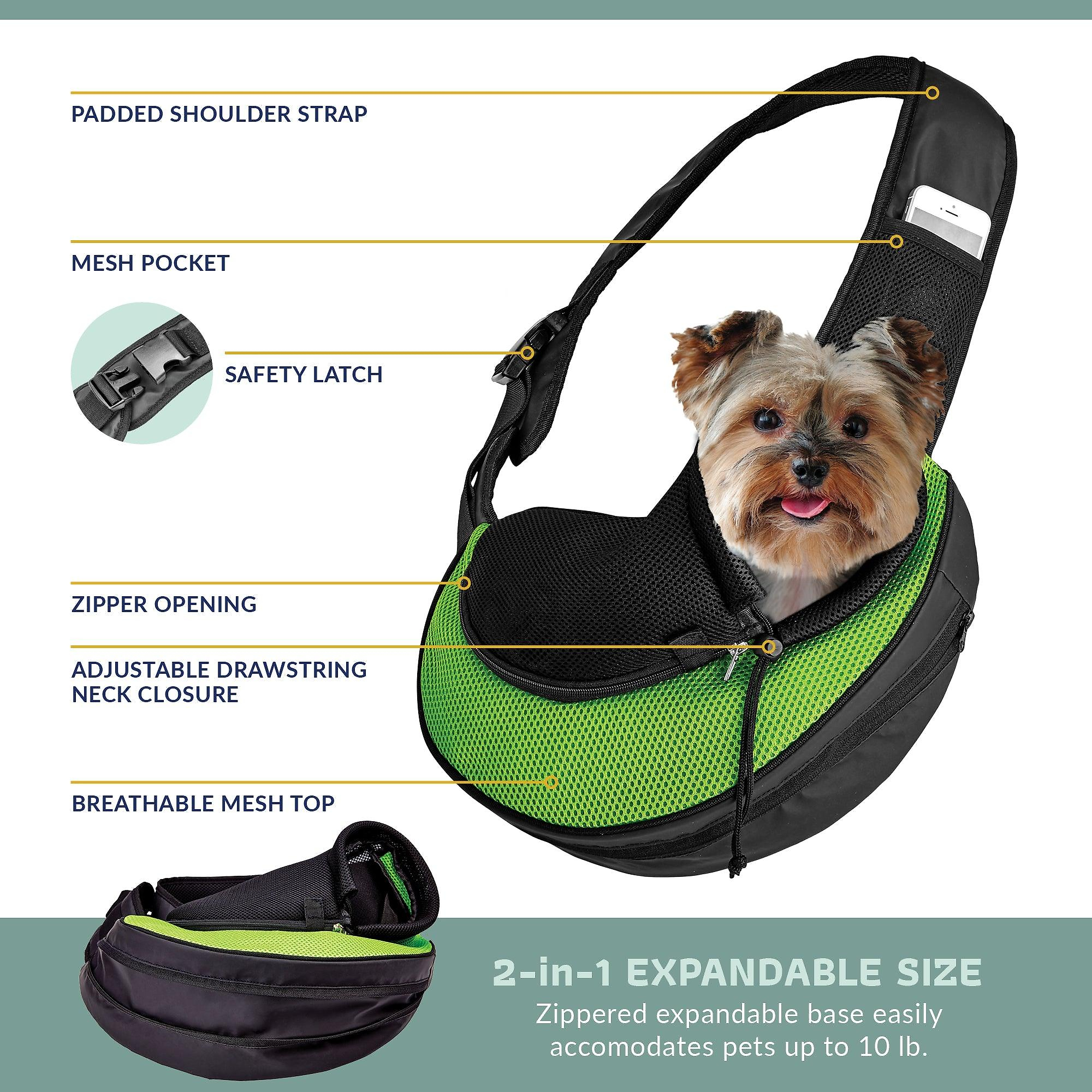 Expandable Sling Bag – Front Shoulder Pet Carrier for Small Dog. Cat and Puppy