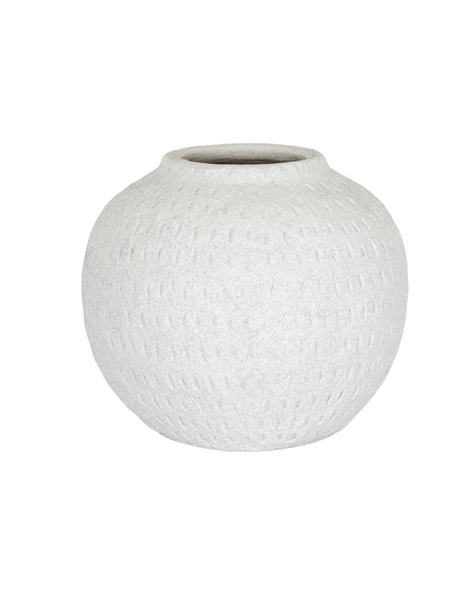 Ashen White Matt Round Vase Modern Home Decor