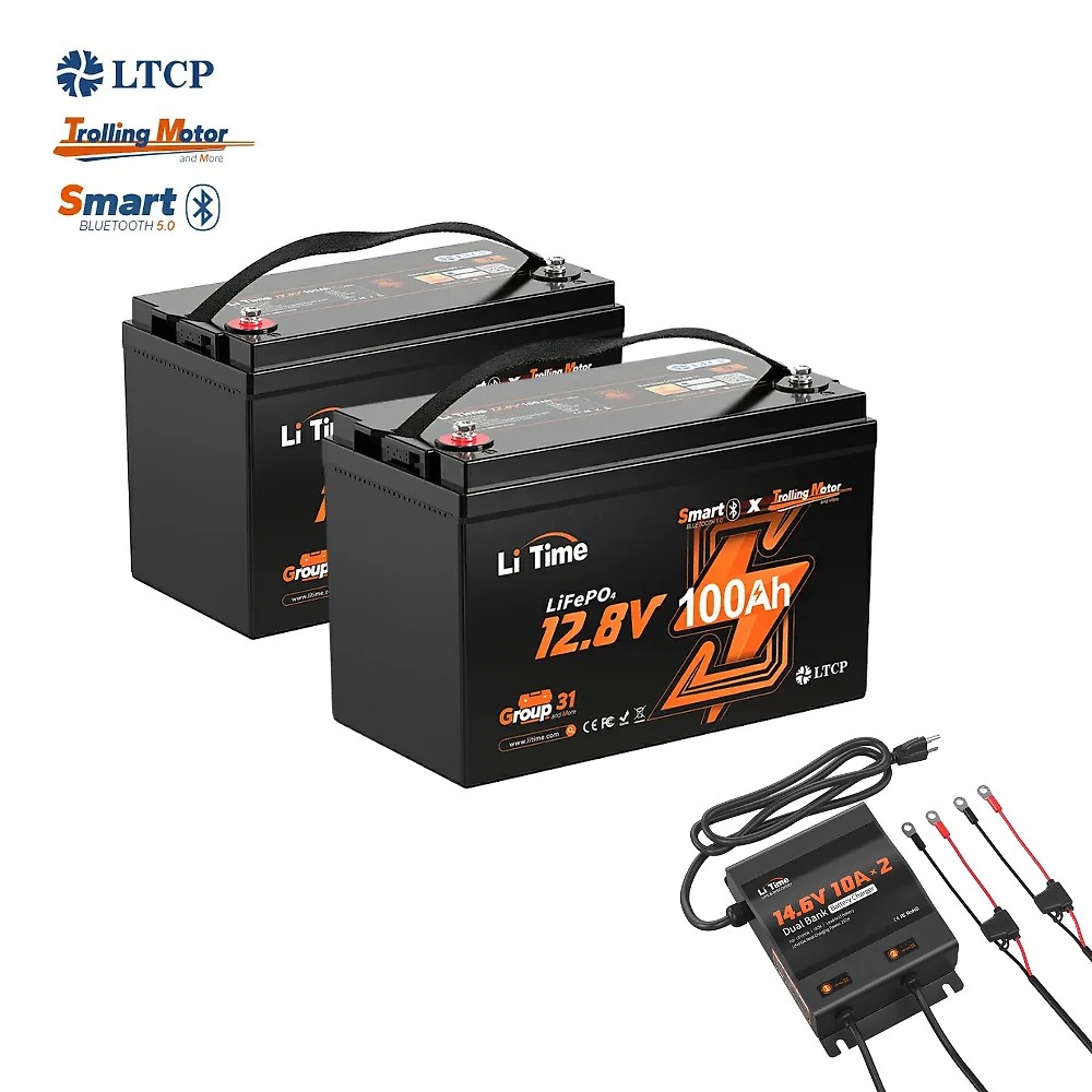 LiTime 12 Volt 100Ah TM Lithium Marine Trolling Motor Battery with Bluetooth