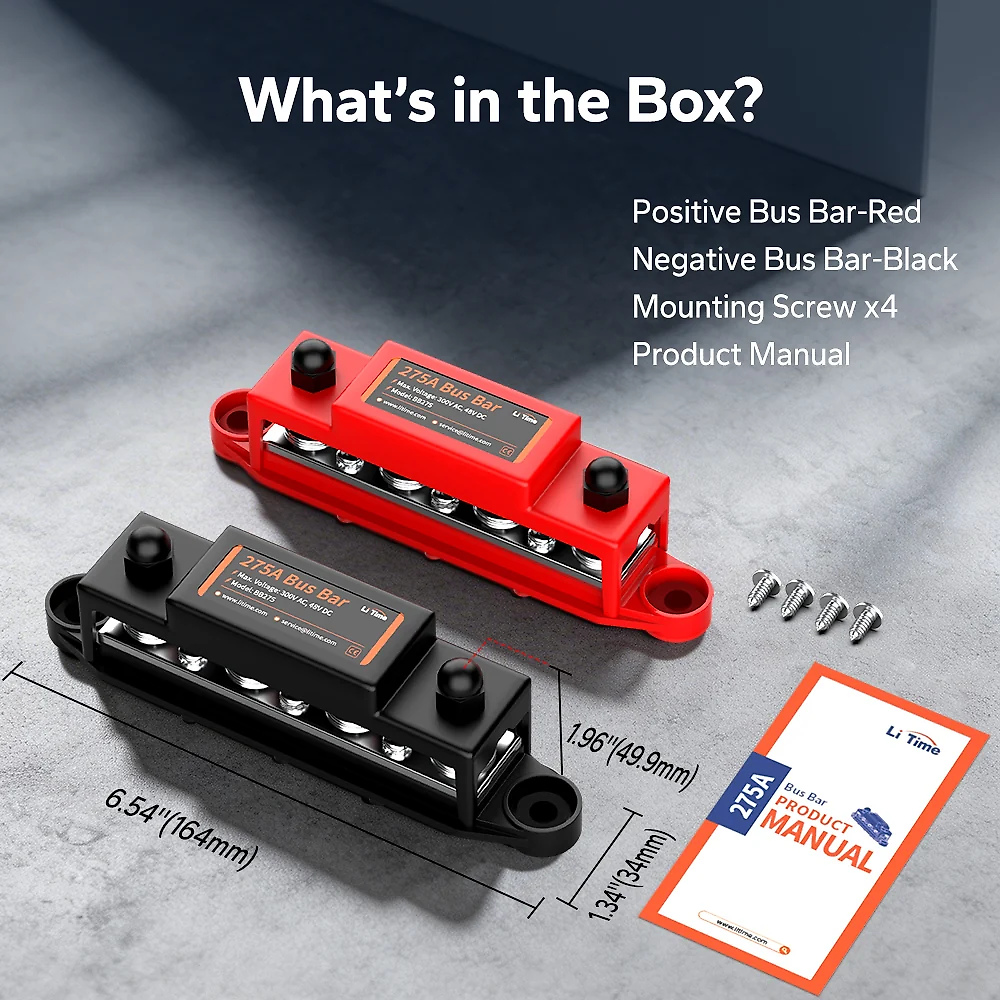 LiTime 12V 275A Power Distribution Bus Bar for RV. Marine. Solar Battery Terminal Block
