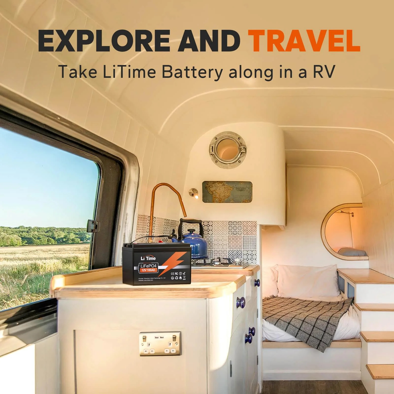 LiTime 12V 100Ah Batteries for Marine & RV