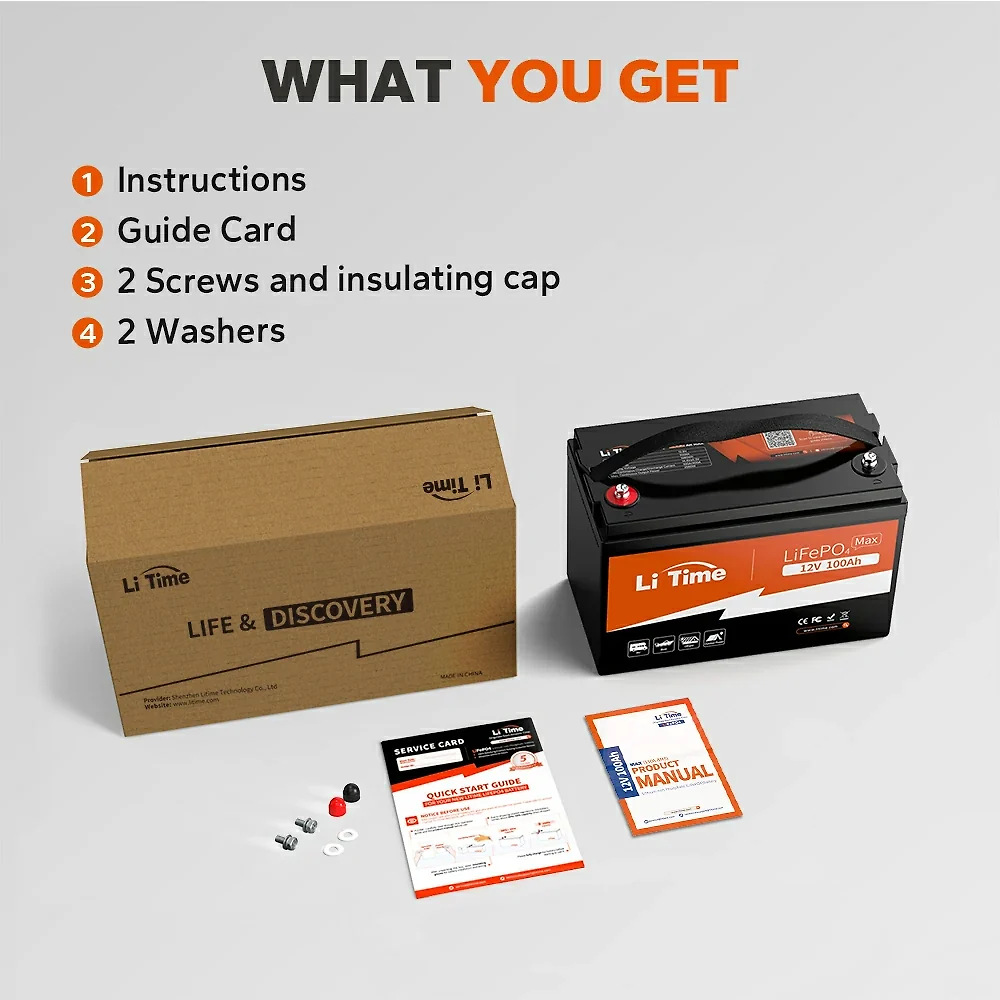LiTime 12V 100Ah Batteries for Marine & RV