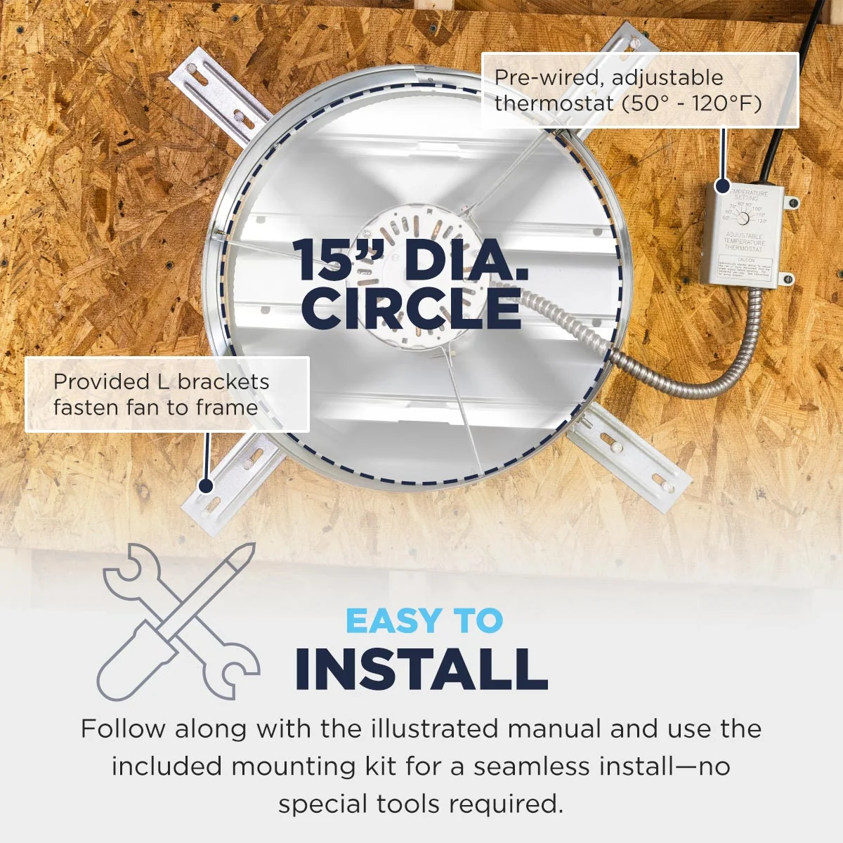 1.300 CFM Gable Mount Power Attic Ventilator