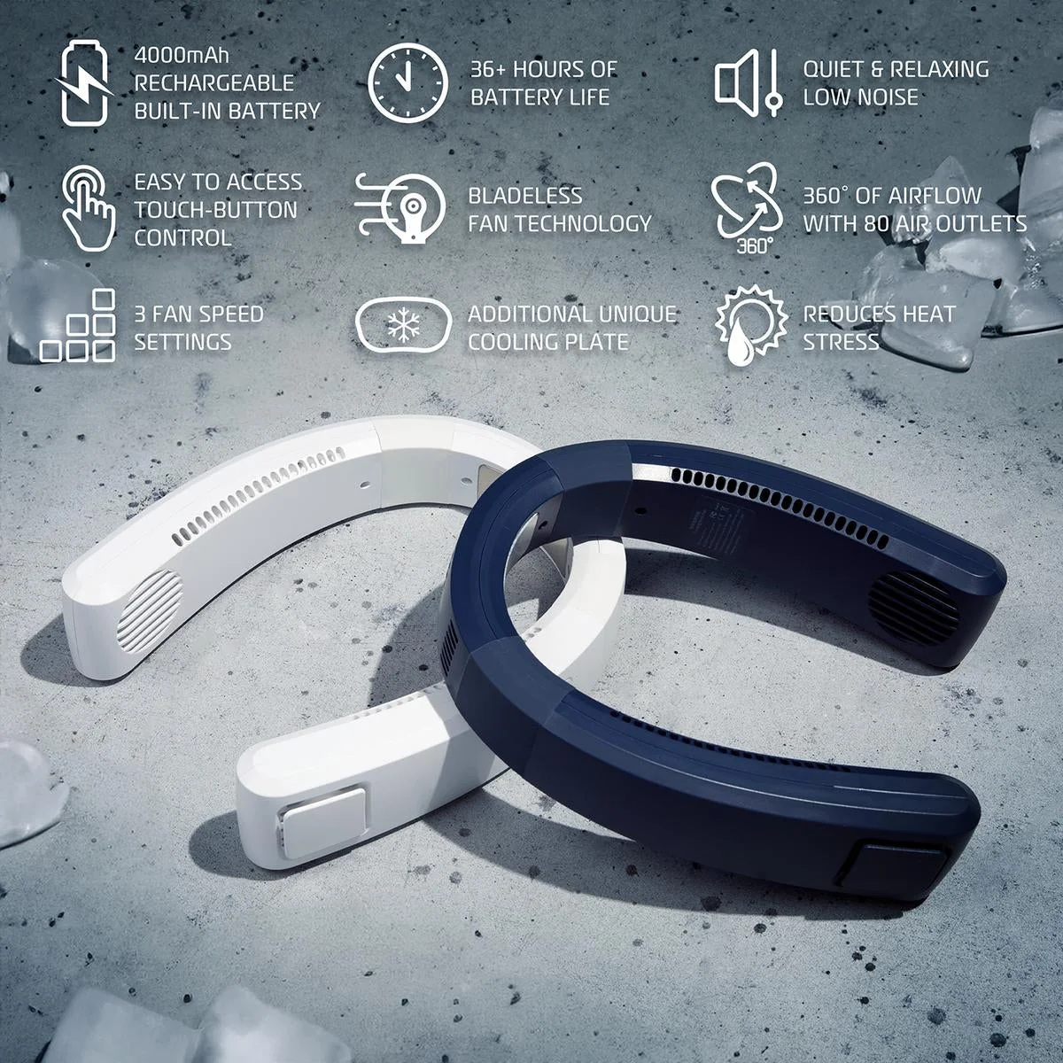 AeroChill Neck Fan Rechargeable Wearable Bladeless