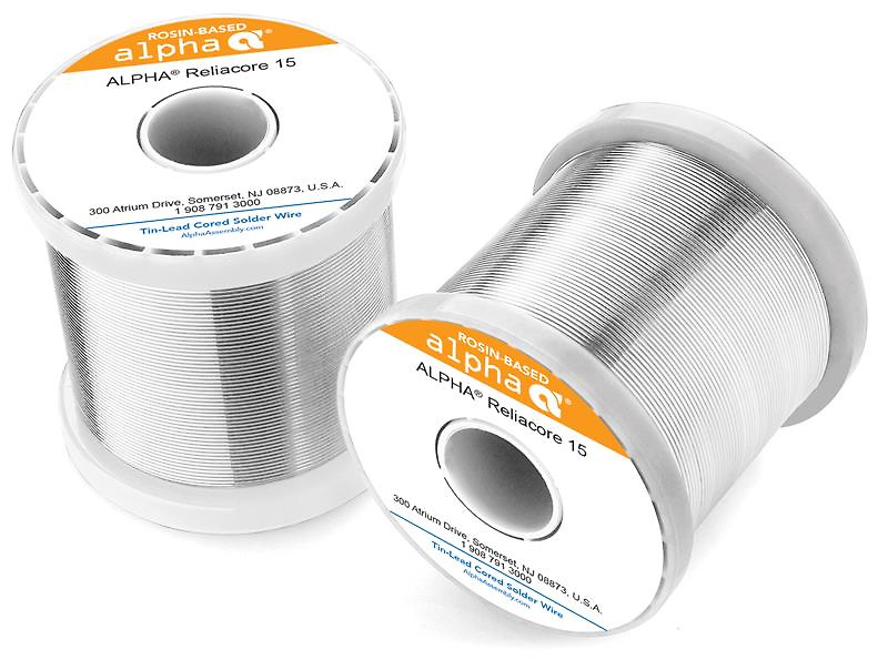 Alpha 110261. Sn10/Pb88/Ag2 High-Temp Solder Wire. Reliacore P2 .032 Diameter. 1 LB Spool
