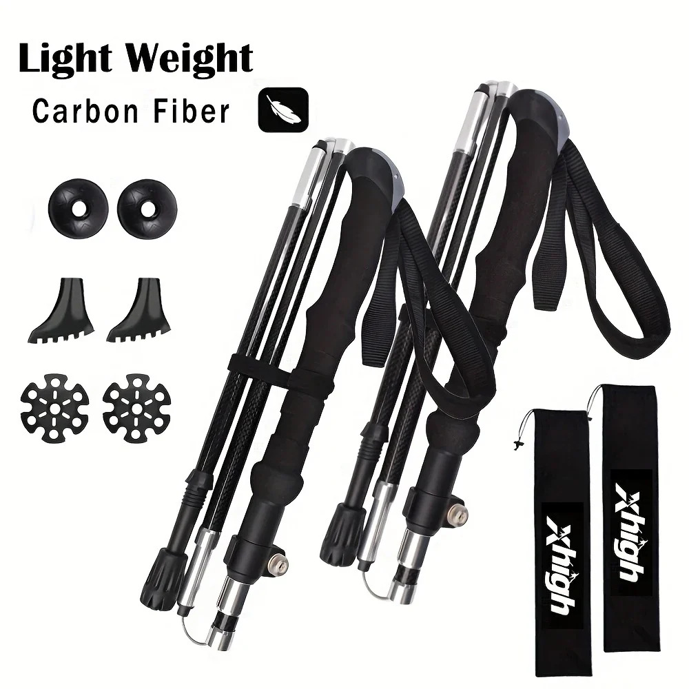Adventure Gear | Lightweight Carbon Fiber Trekking Poles with Quick Flip Lock | Adjustable Hiking Sticks for Stability and Comfort