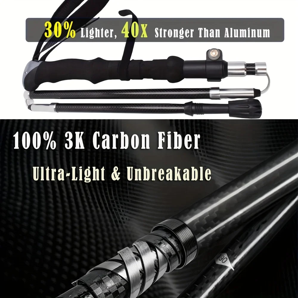 Adventure Gear | Lightweight Carbon Fiber Trekking Poles with Quick Flip Lock | Adjustable Hiking Sticks for Stability and Comfort
