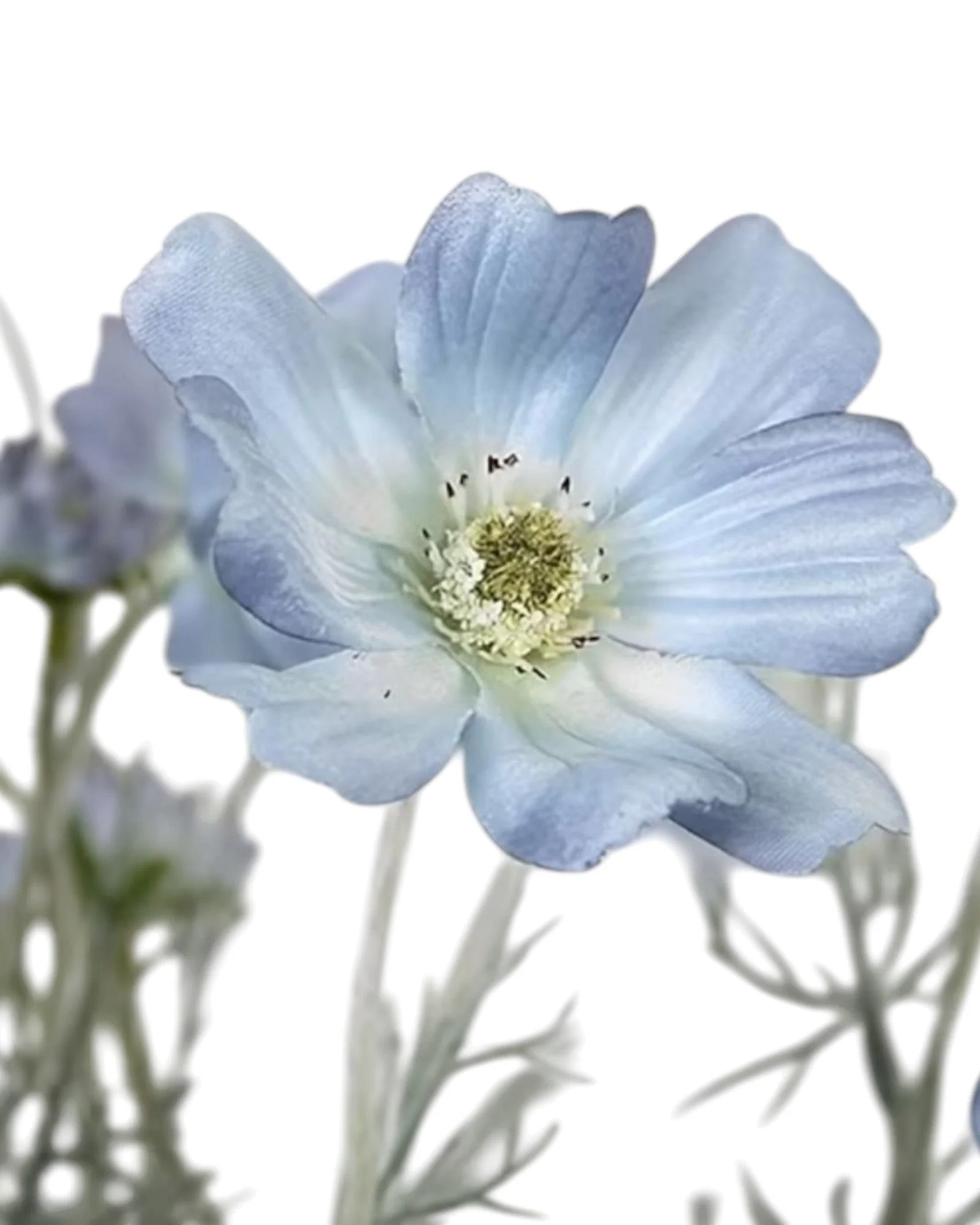 Artificial Ocean Blue Cosmos Flower Stem Faux Floral Decor