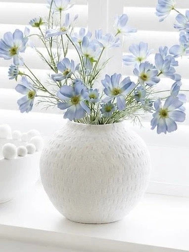 Artificial Ocean Blue Cosmos Flower Stem Faux Floral Decor