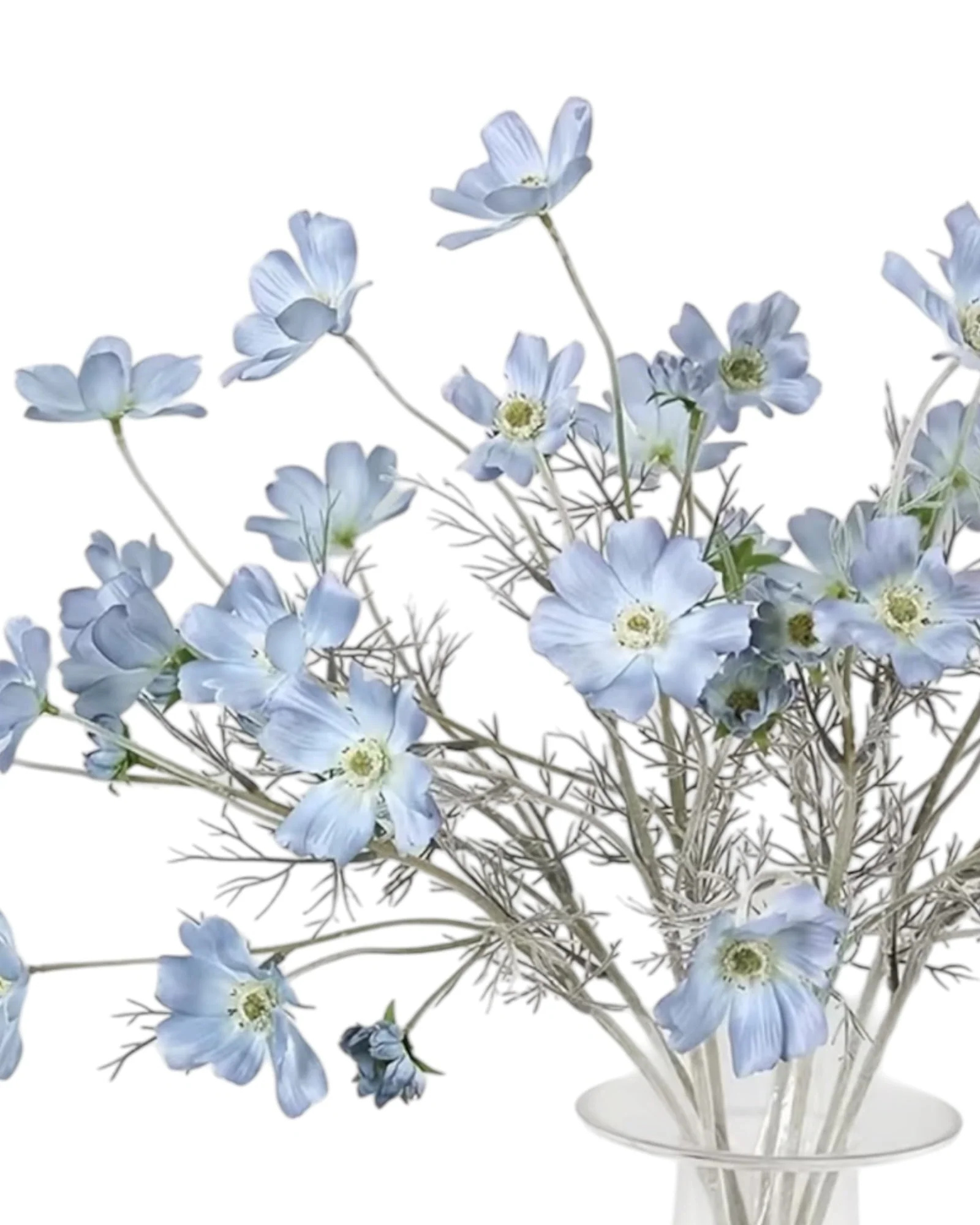 Artificial Ocean Blue Cosmos Flower Stem Faux Floral Decor