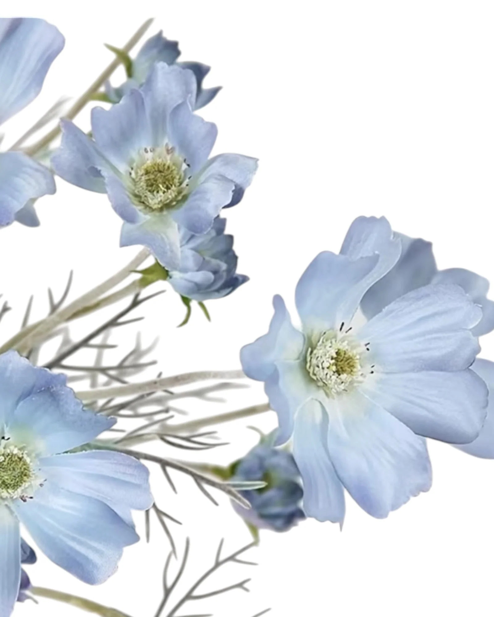 Artificial Ocean Blue Cosmos Flower Stem Faux Floral Decor