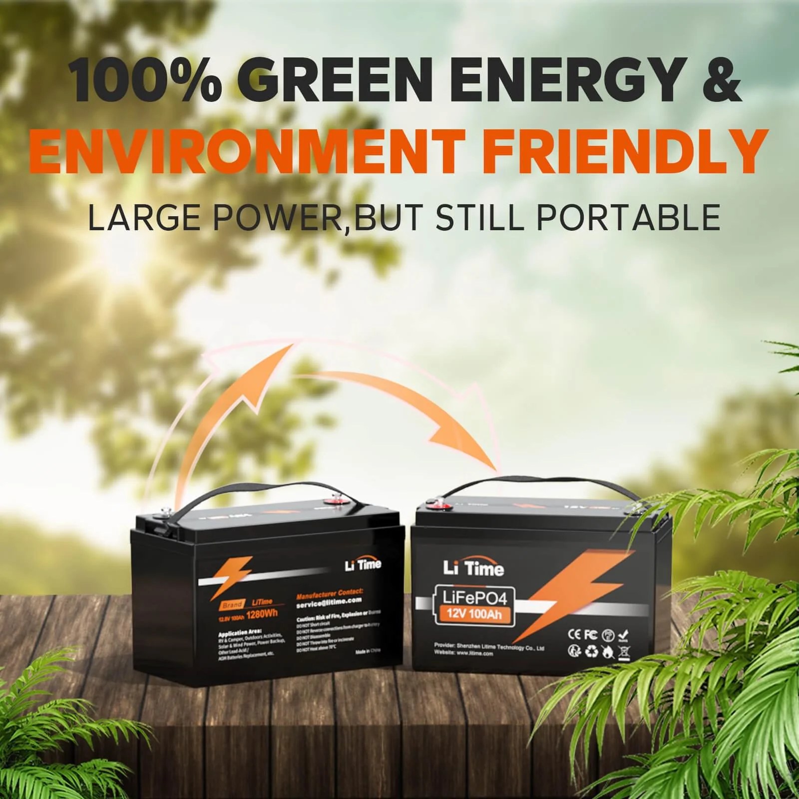 LiTime 12V 100Ah LiFePO4 Lithium Deep Cycle Battery