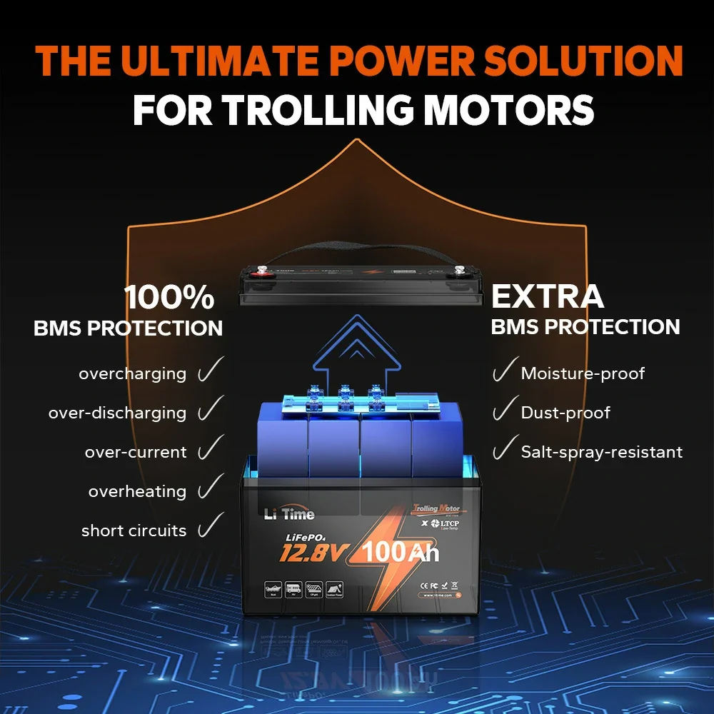LiTime 12V 100Ah TM Lithium Deep Cycle Trolling Motor Battery