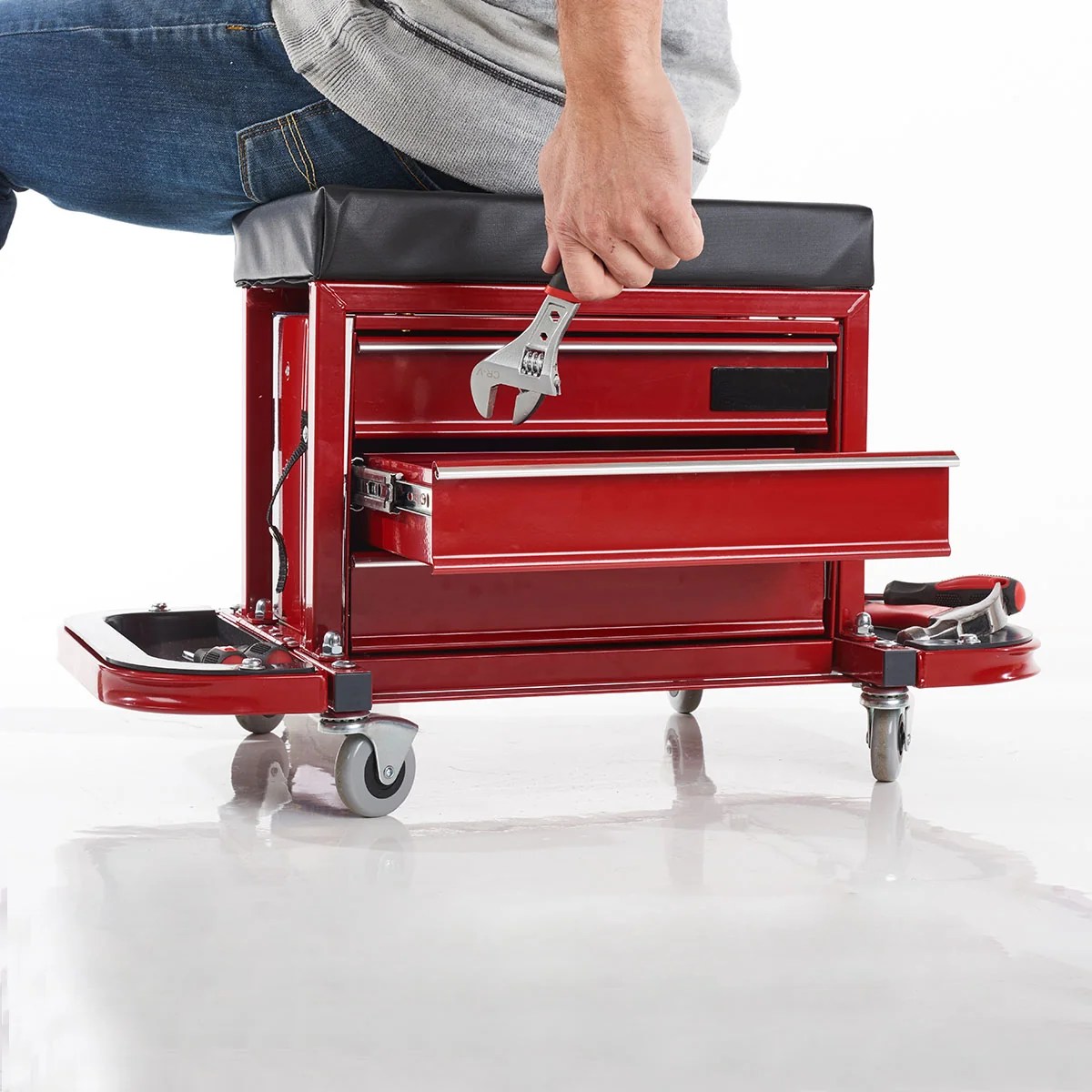 Rolling Toolbox Stool by Sharper Image