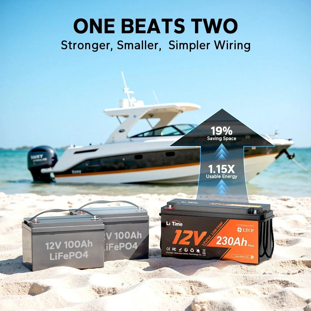 LiTime 12V 230Ah 2944Wh Plus Deep Cycle LiFePO4 Battery for RV and Truck