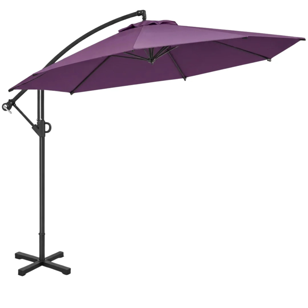 10 ft Offset Patio Umbrella with Tilt Adjustment and Cross Base