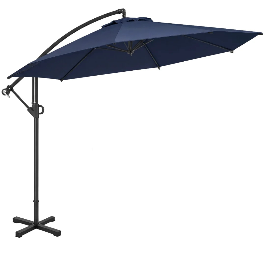 10 ft Offset Patio Umbrella with Tilt Adjustment and Cross Base