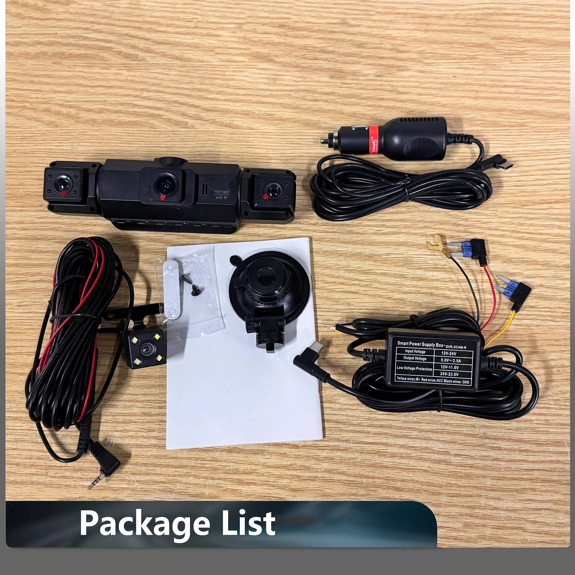 4-Channel Dash Cam with Night Vision and Parking Monitor. WiFi App Control