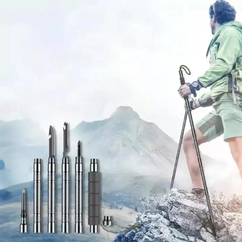 Adventure Gear | Collapsible Hiking Pole with Customizable Accessories | Lightweight Trekking Support for All Terrains