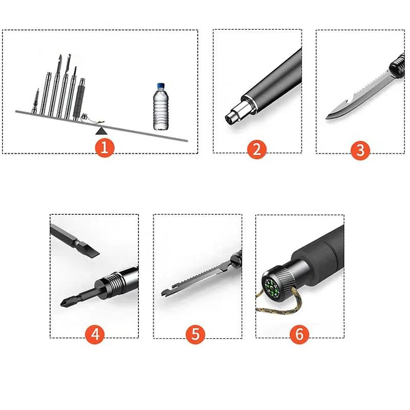Adventure Gear | Collapsible Hiking Pole with Customizable Accessories | Lightweight Trekking Support for All Terrains