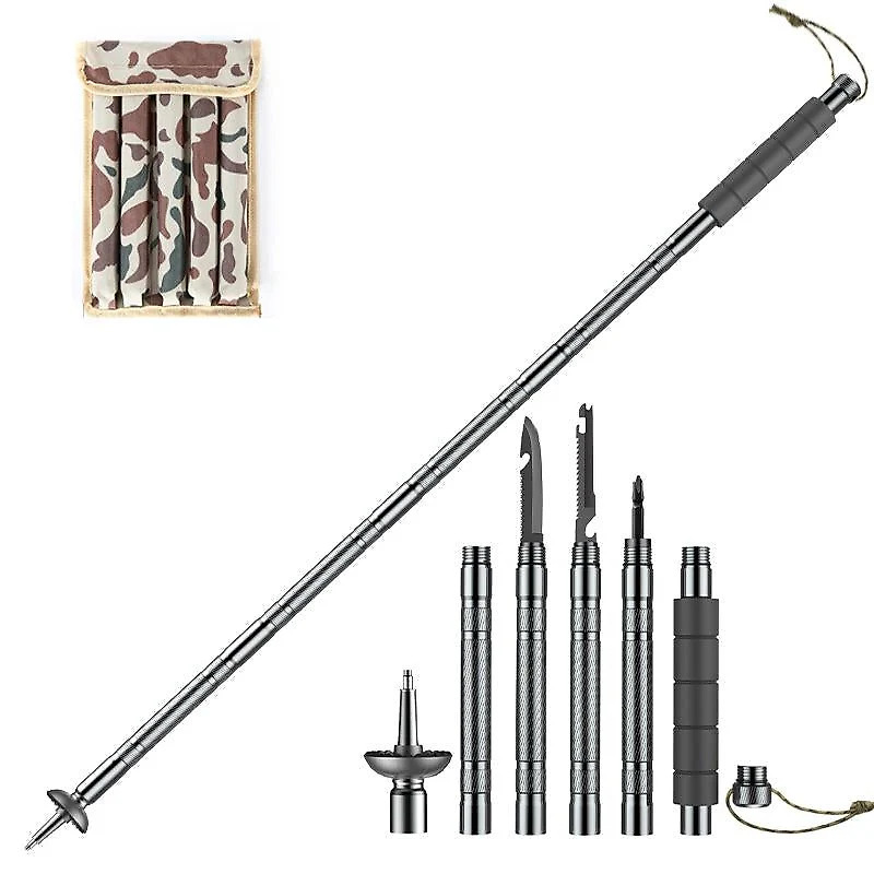 Adventure Gear | Collapsible Hiking Pole with Customizable Accessories | Lightweight Trekking Support for All Terrains