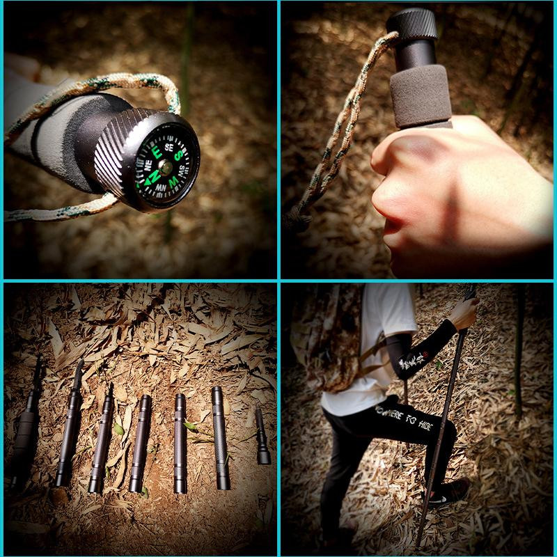 Adventure Gear | Collapsible Hiking Pole with Customizable Accessories | Lightweight Trekking Support for All Terrains