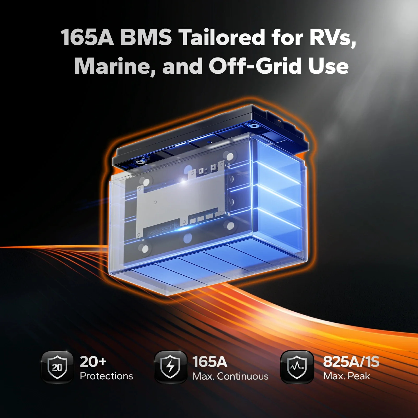 LiTime 12V 165Ah Bluetooth Lithium Deep Cycle Battery for RV and Marine