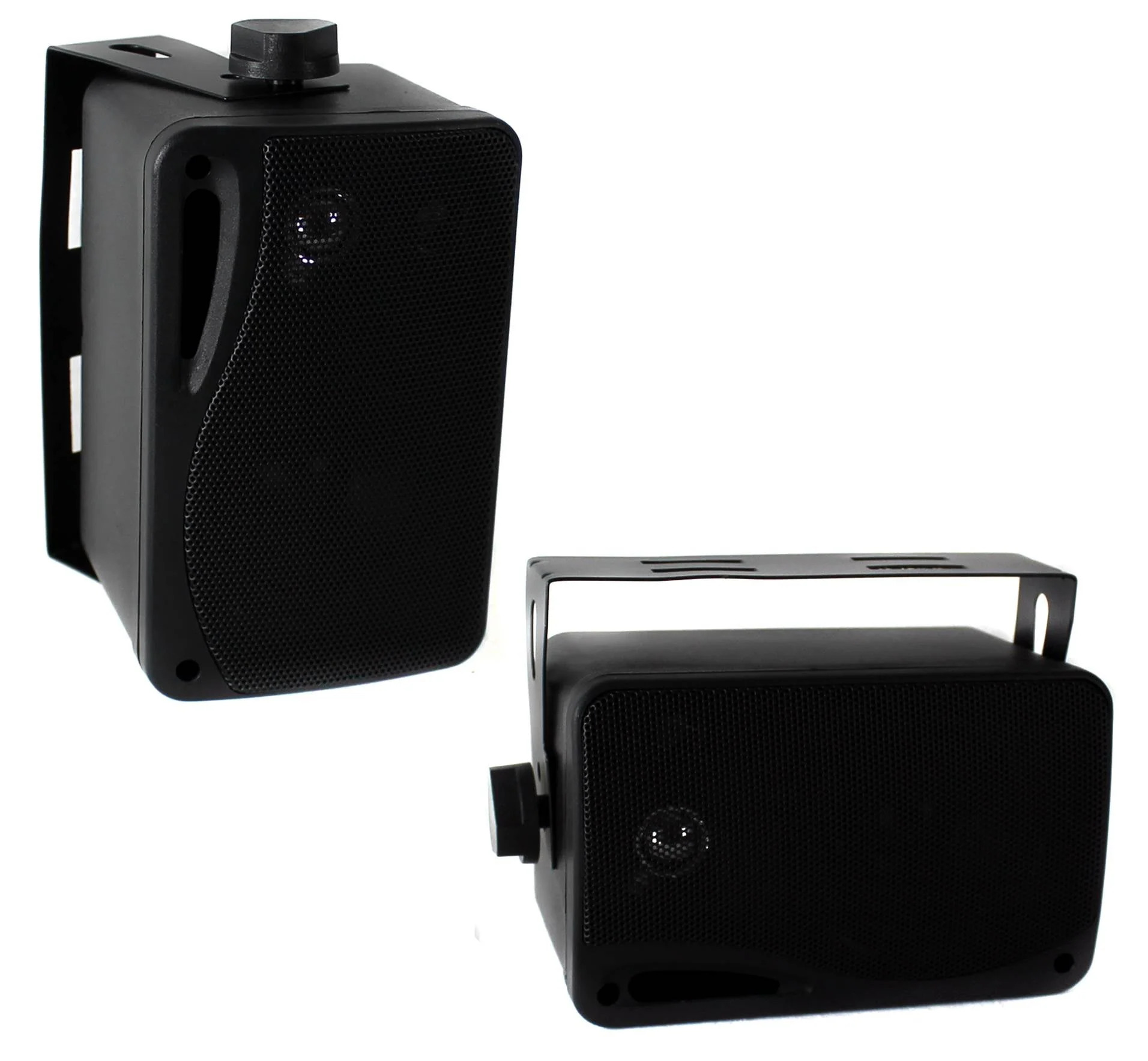 2) Pyle PLMR24B 3.5 200 Watt 3-Way Weather Proof Mini Box Speaker System Black