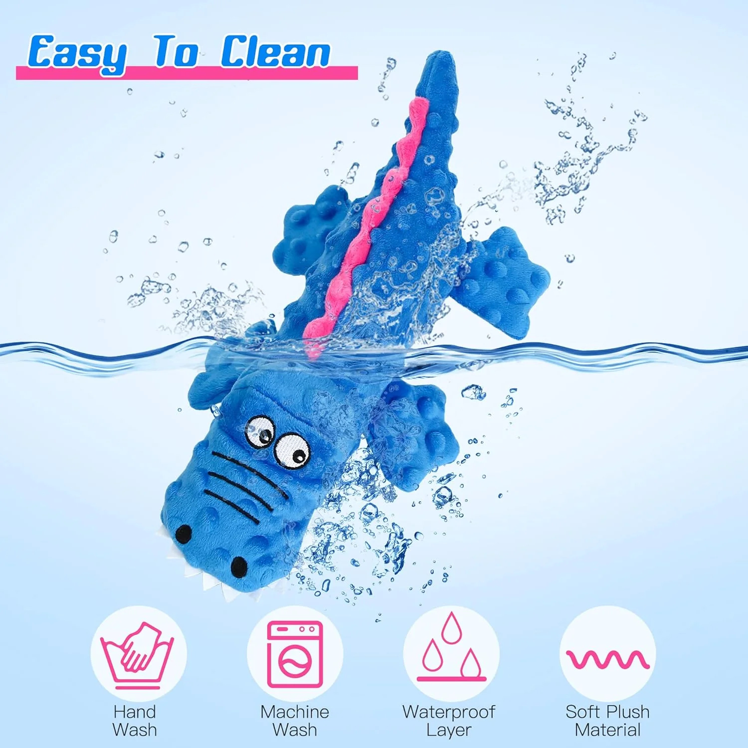 Squeaky crocodile plush for aggressive chewers π