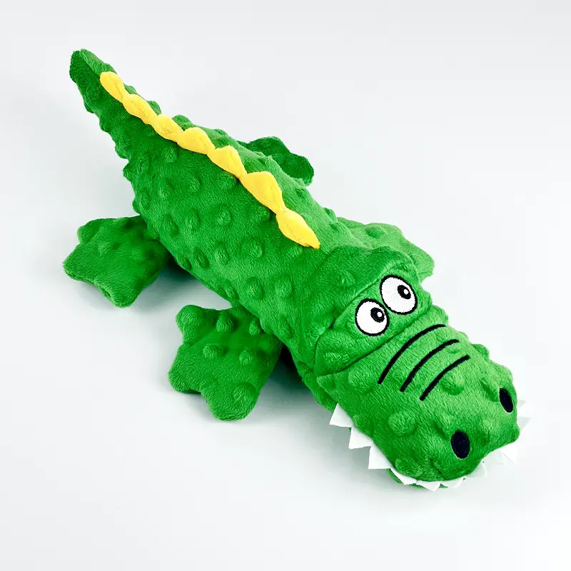 Squeaky crocodile plush for aggressive chewers π