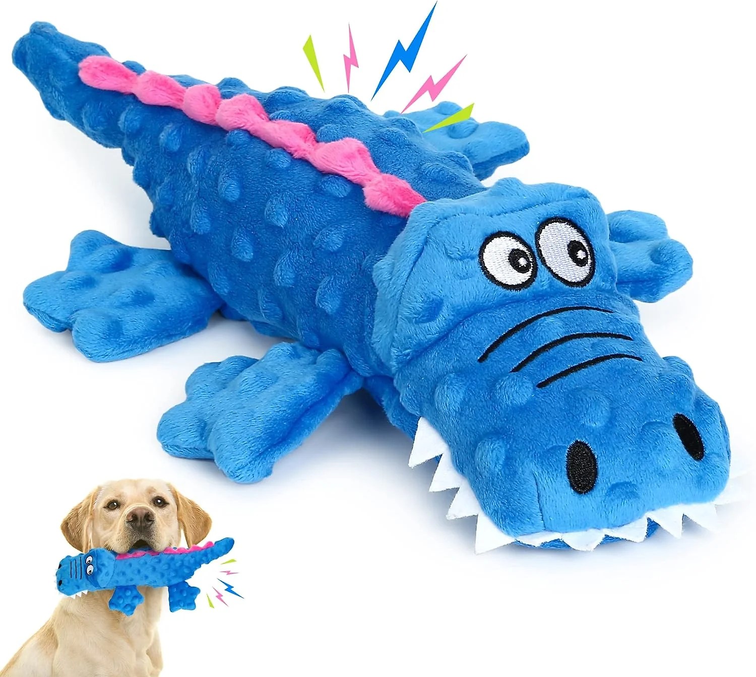 Squeaky crocodile plush for aggressive chewers π