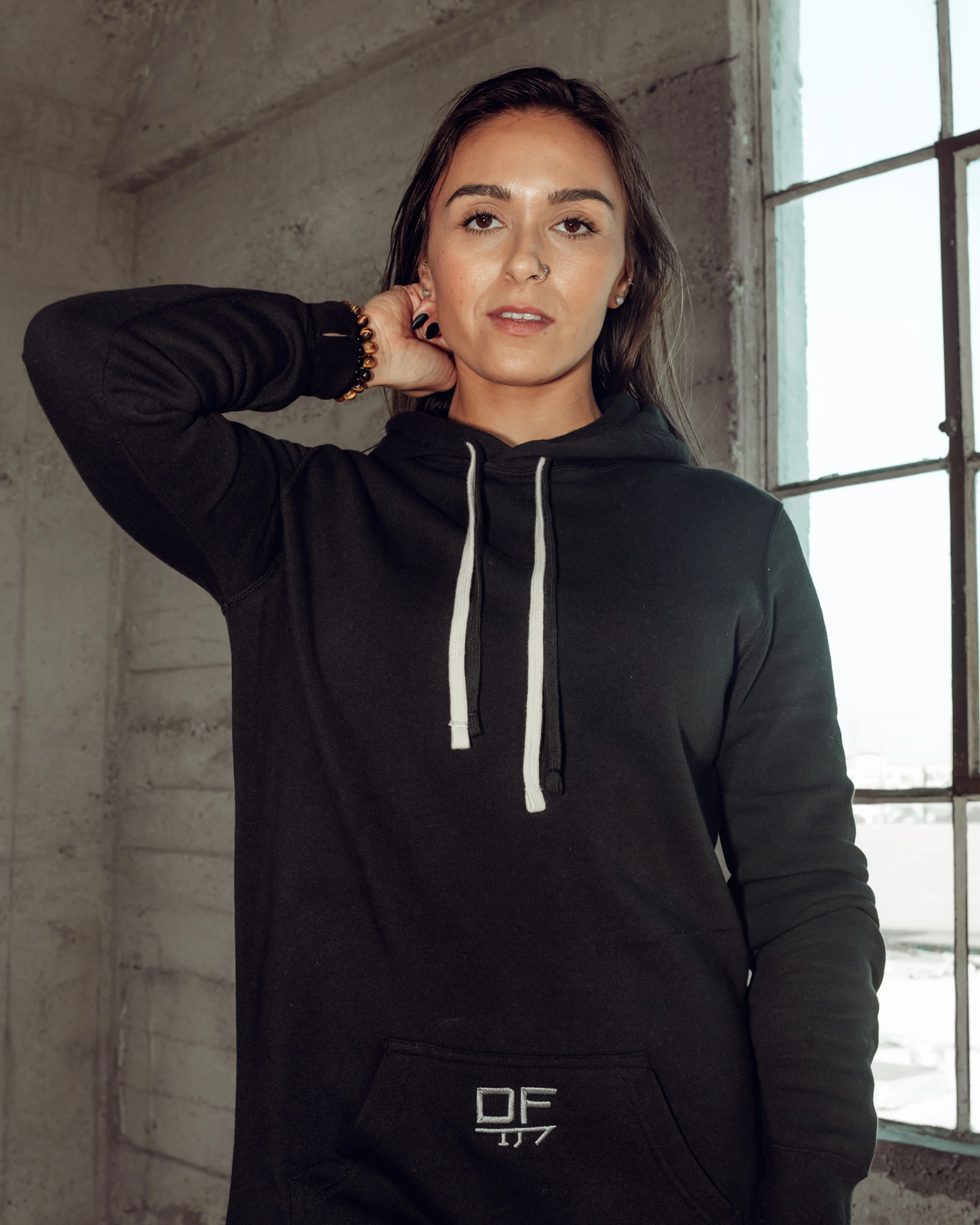 Bianca Hooded Sweatshirt Dress – Black