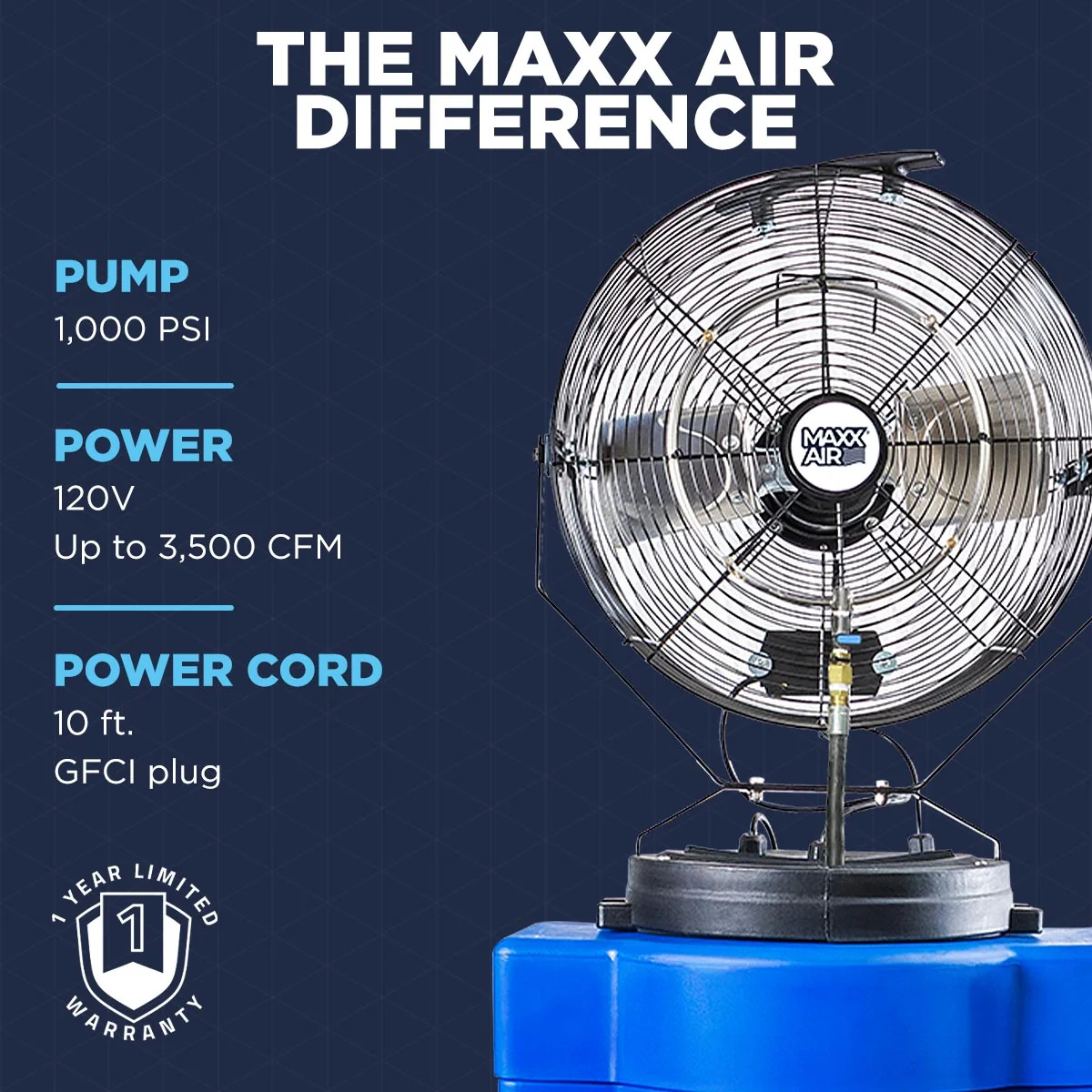 18 In. 3-Speed High Pressure Misting Fan with 40 Gal. Tank