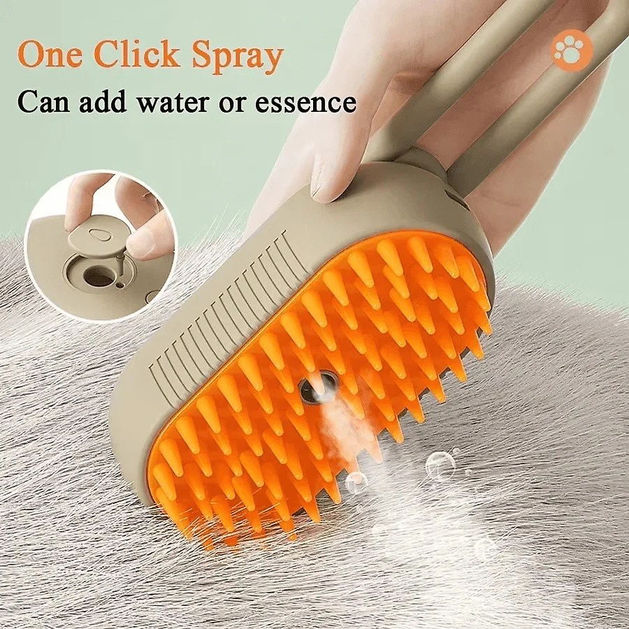 3-in-1 Pet Grooming Brush with Steam Spray and De-Shedding Comb