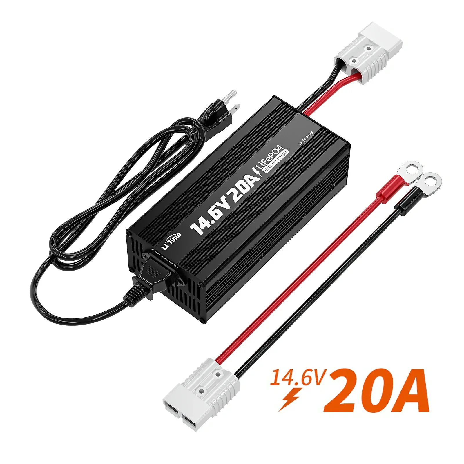 LiTime 12V (14.6V) 20A LiFePO4 Charger – For 12V LiFePO4 Batteries