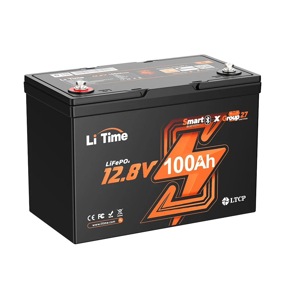 LiTime 12V 100Ah Group 27 Bluetooth LiFePO4 Lithium Deep Cycle Battery
