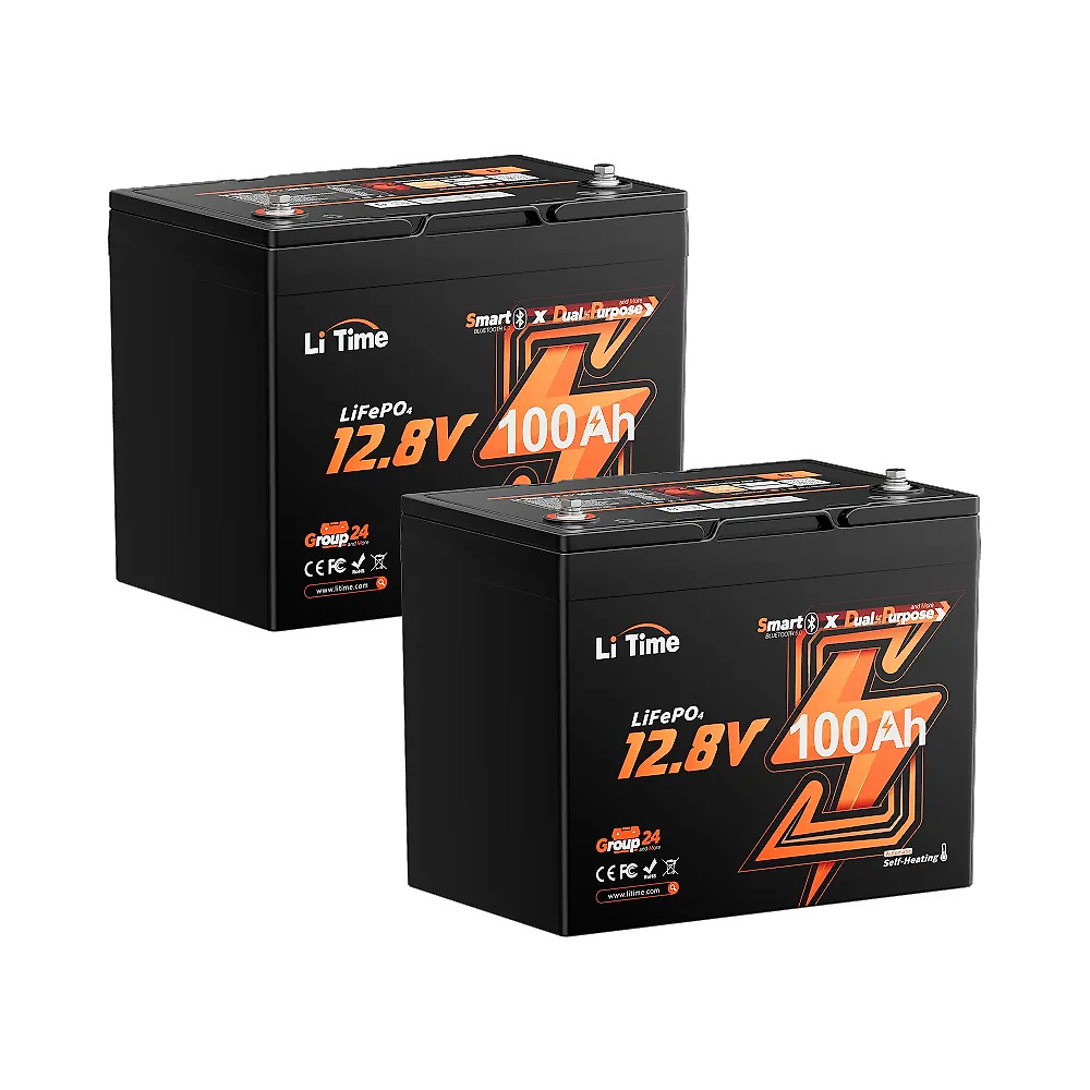 LiTime 12V 100Ah 900 CCA Group 24 Dual Purpose Marine Lithium Battery | Bluetooth & Auto Heating