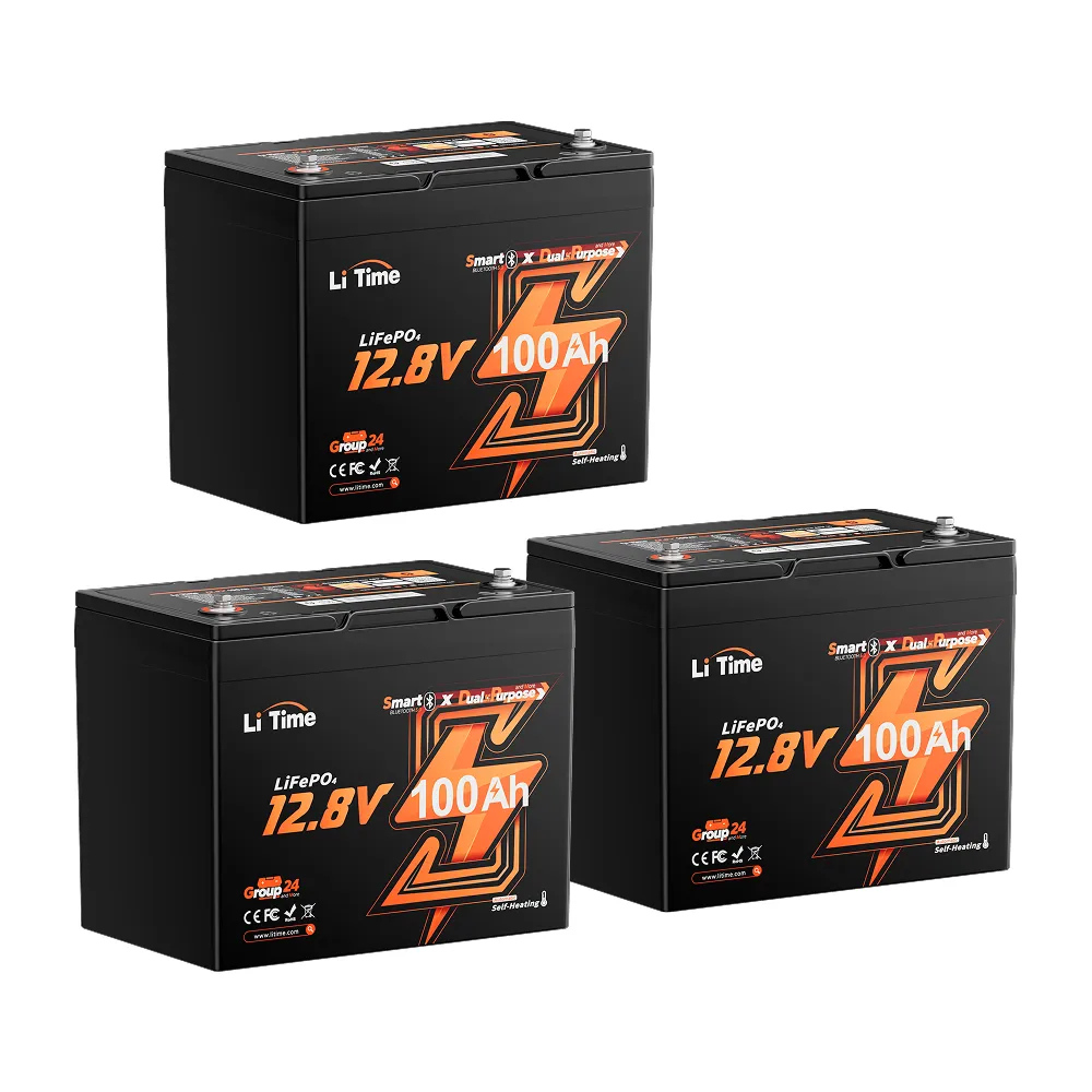 LiTime 12V 100Ah 900 CCA Group 24 Dual Purpose Marine Lithium Battery | Bluetooth & Auto Heating