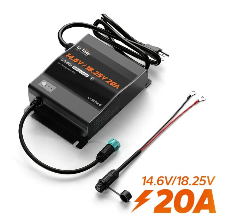 LiTime 12V(14.6V) & 16V(18.25V) 20A Waterproof Lithium Battery Charger