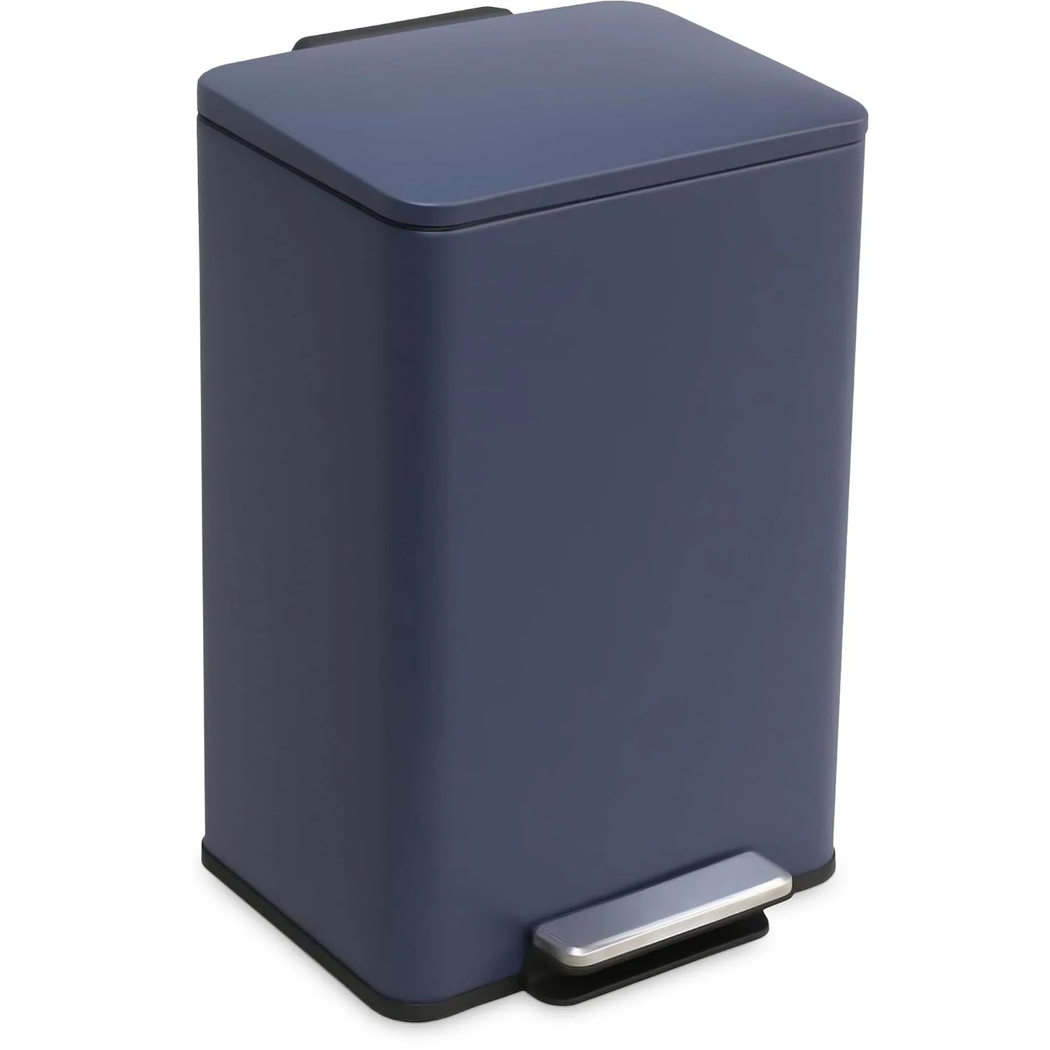 50 Liter / 13.2 Gallon Soft-Close. Smudge Resistant Trash Can with Foot Pedal and Built in Filter- Blue