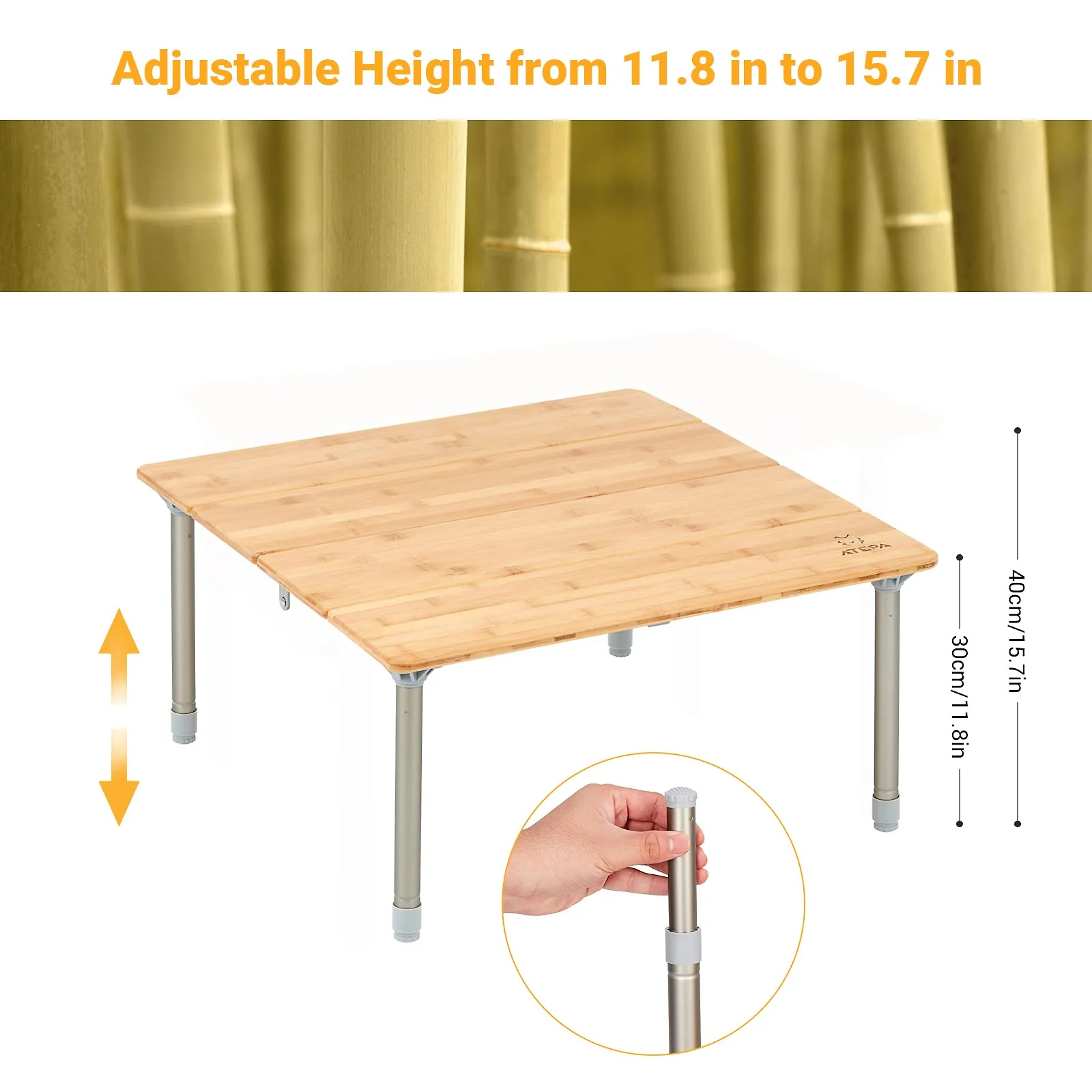 ATEPA 6060 Square Four-Fold Bamboo Table